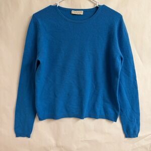 Lord & Taylor Blue Two Ply Cashmere Crew Neck Sweater Womens Old Money Medium